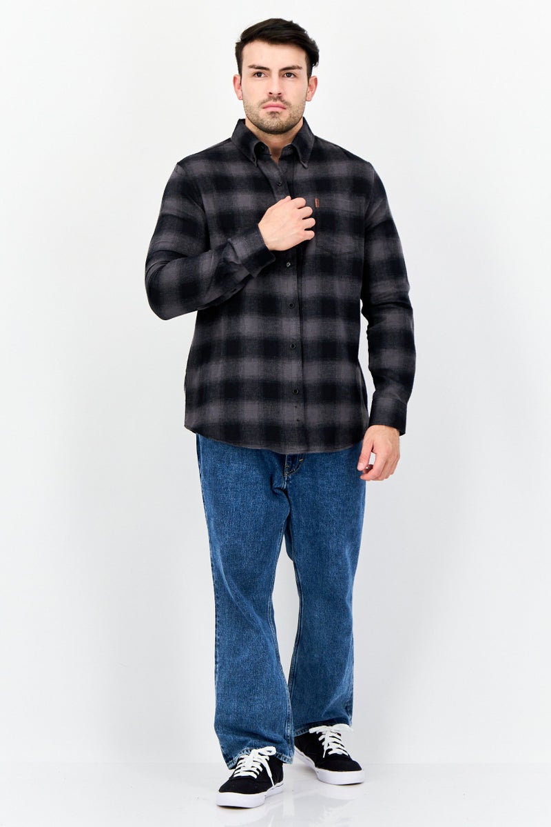 Chaps Men Regular Fit Plaid Casual Shirt, Black - Image 4